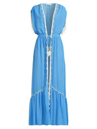 Ramy Brook Women's Nikolai Tasseled Open Caftan In Blue