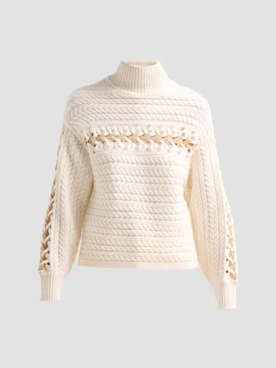 Ramy Brook Women's Nina Wool Threaded-knit Sweater In White