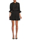 Ramy Brook Women's Noah Floral Appliqué Blouson Minidress In Black