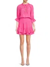 Ramy Brook Women's Noah Floral Appliqué Blouson Minidress In Bright Raspberry