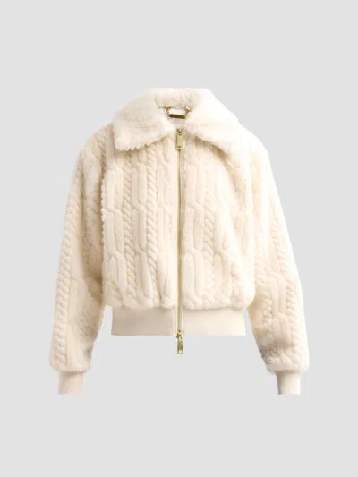 Ramy Brook Nola Faux Fur Knit Jacket In Neutral
