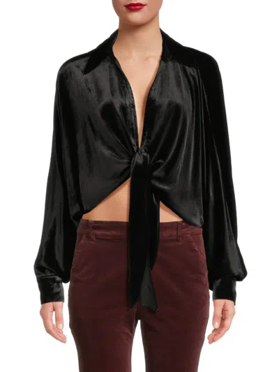 Ramy Brook Women's Novalee Twist Knit Draped Top In Black Velvet