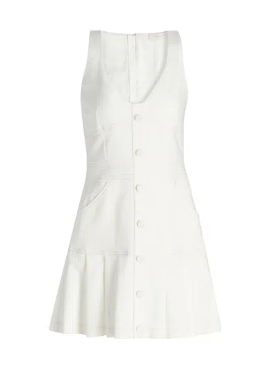 Ramy Brook Olana Topstitch Detail Cotton Blend Minidress In White