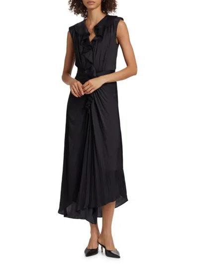 Ramy Brook Women's Olive Ruffle Sleeveless Midi-dress In Black