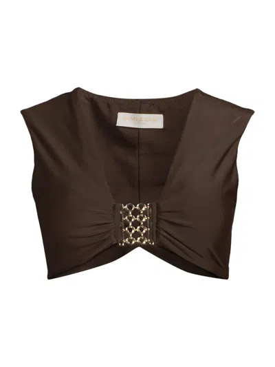 Ramy Brook Women's Olivia V-neck Bikini Top In Brown