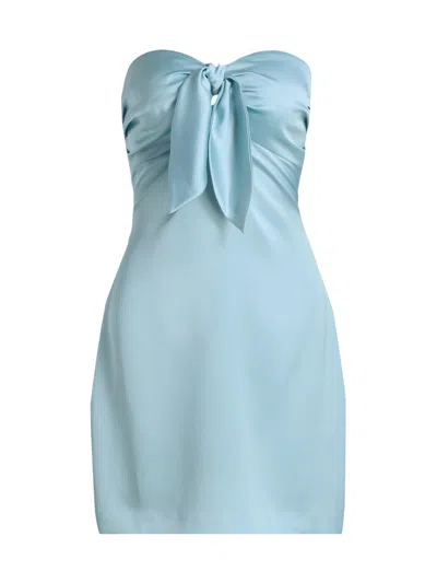 Ramy Brook Orion Satin Bodice Strapless Minidress In Blue