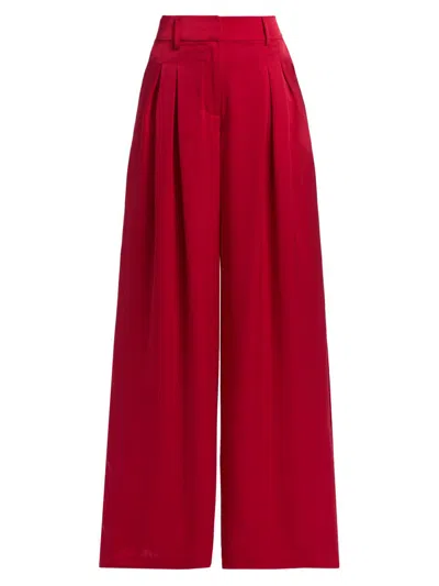 Ramy Brook Women's Oscar Pleated Wide-leg Pants In Red