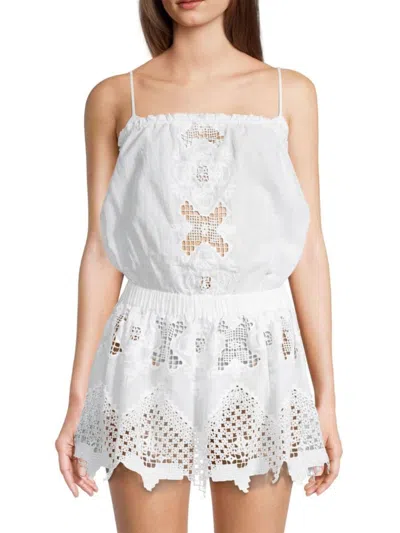 Ramy Brook Women's Paige Embroidered Lace Blouson Mini Dress In White Embroidery