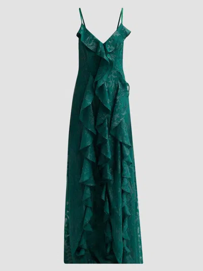 Ramy Brook Women's Penelope Flocked Ruffled Gown In Green