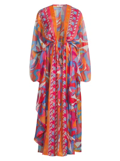 Ramy Brook Women's Phebe Printed Tie-waist Maxi Dress In Apricot Multi