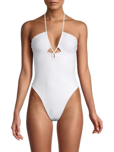 Ramy Brook Women's Phoebe Halter Cutout One Piece Swimsuit In White