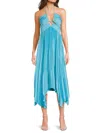 Ramy Brook Women's Pleated Halter Midi-dress In Blue