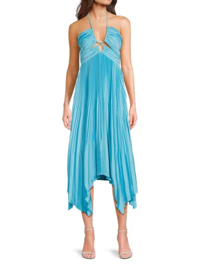 Ramy Brook Women's Pleated Halter Midi-dress In Blue