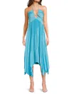 Ramy Brook Women's Pleated Halter Midi-dress In Blue