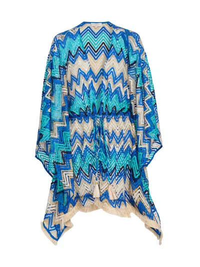 Ramy Brook Women's Rayne Chevron-knit Cover-up Minidress In Blue