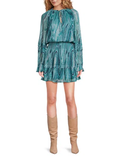 Ramy Brook Women's Reneta Metallic Blouson Minidress In Blue