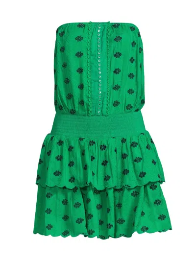 Ramy Brook Women's Rita Cotton Eyelet Minidress In Green