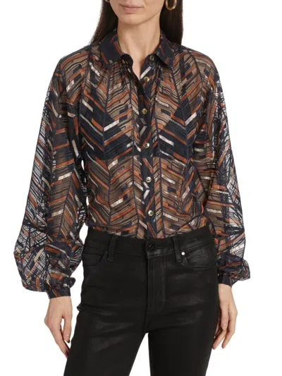 Ramy Brook Women's Roberta Chevron Chiffon Blouse In Multi