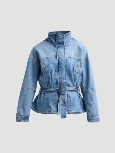 Ramy Brook Robin Denim Jacket Mid Cerulean In Blue