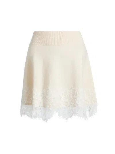 Ramy Brook Women's Rosalind Lace-trimmed Wool-cashmere Skirt In Neutral