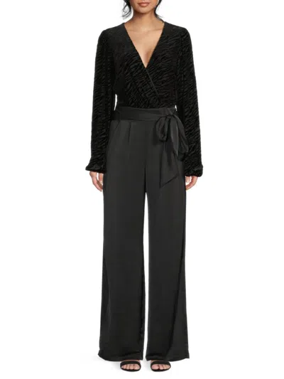 Ramy Brook Women's Rylie Zebra Print Wide-leg Jumpsuit In Black