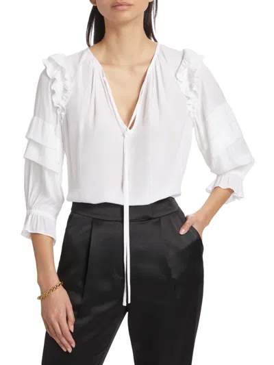 Ramy Brook Women's Samira Ruffle-trim Blouse In Ivory