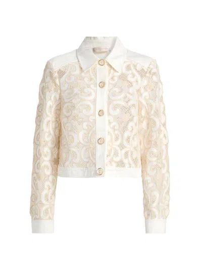Ramy Brook Saphire Embroidered Denim Jacket In White