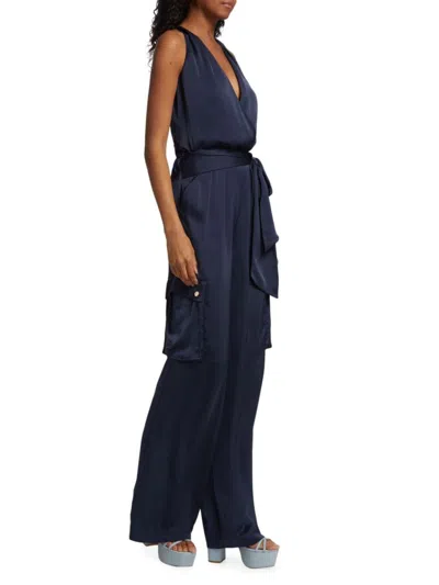 Ramy Brook Women's Savannah Satin Cargo Jumpsuit In Navy