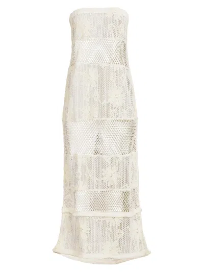 Ramy Brook Women's Senara Bandeau Lace Cover-up Maxi Dress In White
