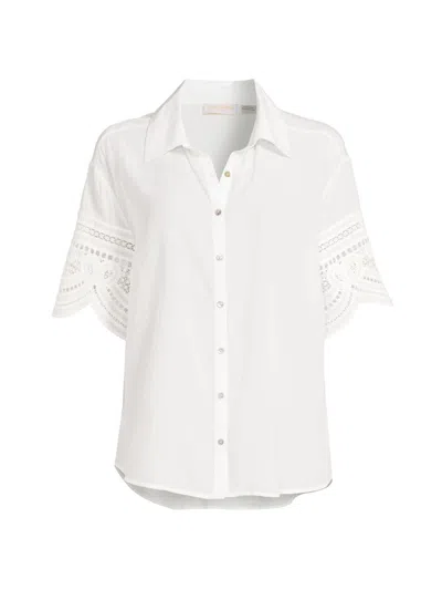 Ramy Brook Women's Shamaya Eyelet-trimmed Swim Cover-up Top In White