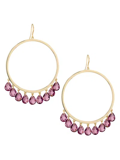 Ramy Brook Women's Shani Goldtone & Glass Crystal Hoop Drop Earrings