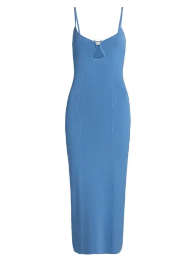Ramy Brook Women's Sloan U-neck Rib-knit Midi-dress In Blue
