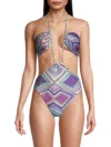 Ramy Brook Sofia Metallic 1pc Womens Metallic Nylon One-piece Swimsuit In Purple Multi