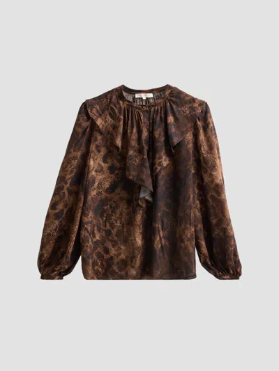 Ramy Brook Women's Star Snakeskin-print Satin Blouse In Brown
