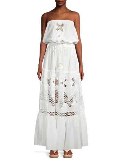 Ramy Brook Women's Sterling Eyelet Strapless Maxi Dress In White Embroidery
