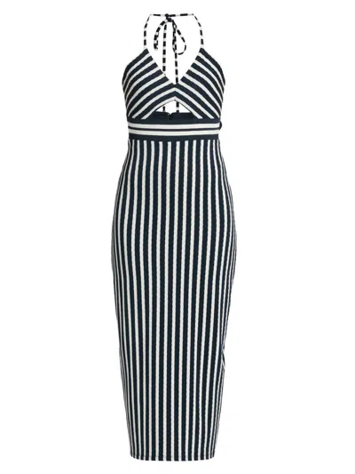 Ramy Brook Stevie Textured Stripe Midi Dress In Blue