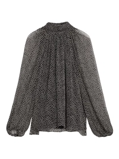 Ramy Brook Women's Suzanne Polka-dot Silk Blouse In Black