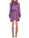 Ramy Brook Women's Swayer Smocked Waist Blouson Mini Dress In Mulberry
