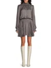 Ramy Brook Women's Sawyer Smocked Waist Blouson Mini Dress In Slate Grey
