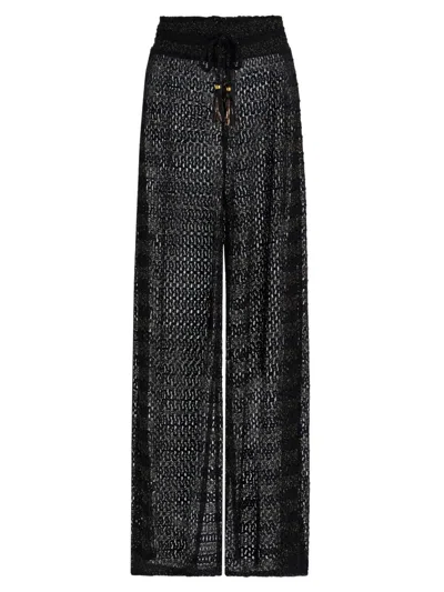 Ramy Brook Women's Swirl Glora Metallic-knit Wide-leg Cover-up Pants In Black