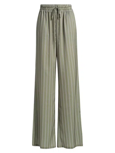 Ramy Brook Women's Sylvie Striped Wide-leg Pants In Green