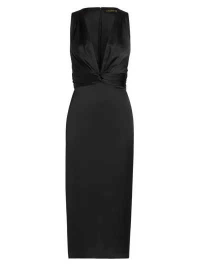 Ramy Brook Women's Talon Satin Plunge Midi-dress In Black