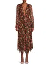 Ramy Brook Women's Tatia Floral Metallic Silk Twist Midi-dress In Multi