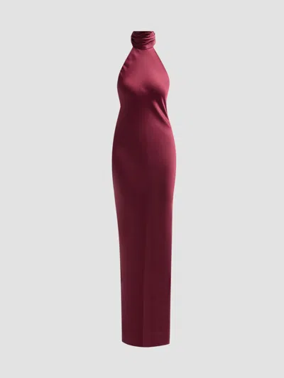 Ramy Brook Women's Tatiana High-neck Satin Gown In Cranberry
