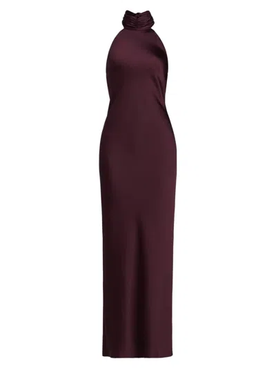 Ramy Brook Women's Tatiana High-neck Satin Gown In Purple