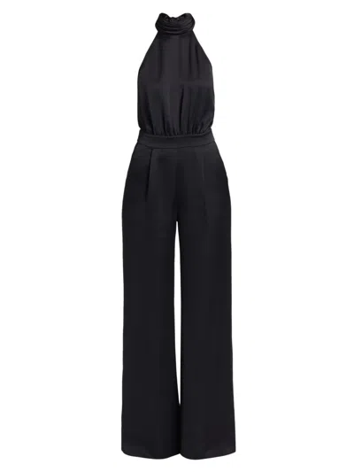 Ramy Brook Women's Tatiana Satin Wide-leg Jumpsuit In Black