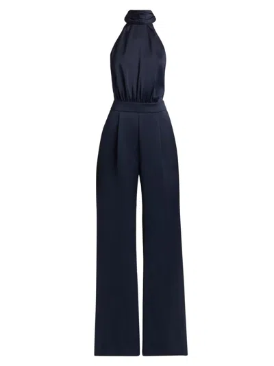 Ramy Brook Women's Tatiana Satin Wide-leg Jumpsuit In Blue