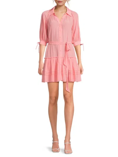 Ramy Brook Women's Tiered Belted Minidress In Pink