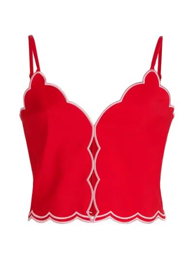 Ramy Brook Women's Tilda Cotton-blend Scalloped Crop Top In Red