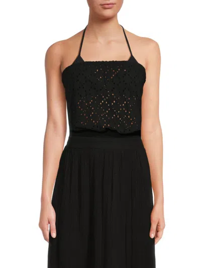 Ramy Brook Women's Trisha Eyelet Cotton Top In Black